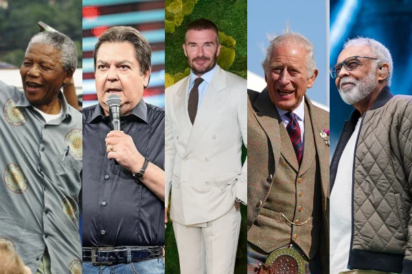 Nelson Mandela, Faustão, David Beckham, rei Charles III e Gilberto Gil