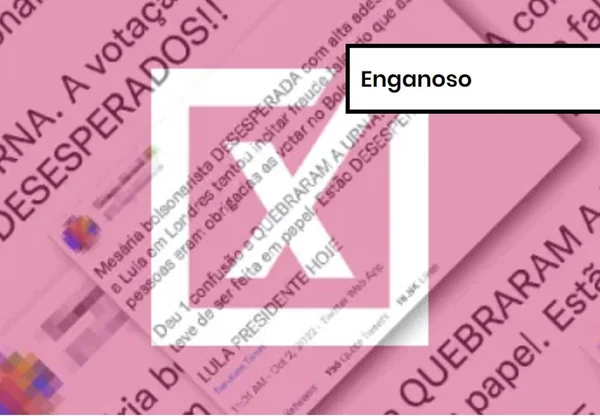 Imagem colorida de postagem enganosa sobre suspensão de mesária em Londres durante as eleições de 2022