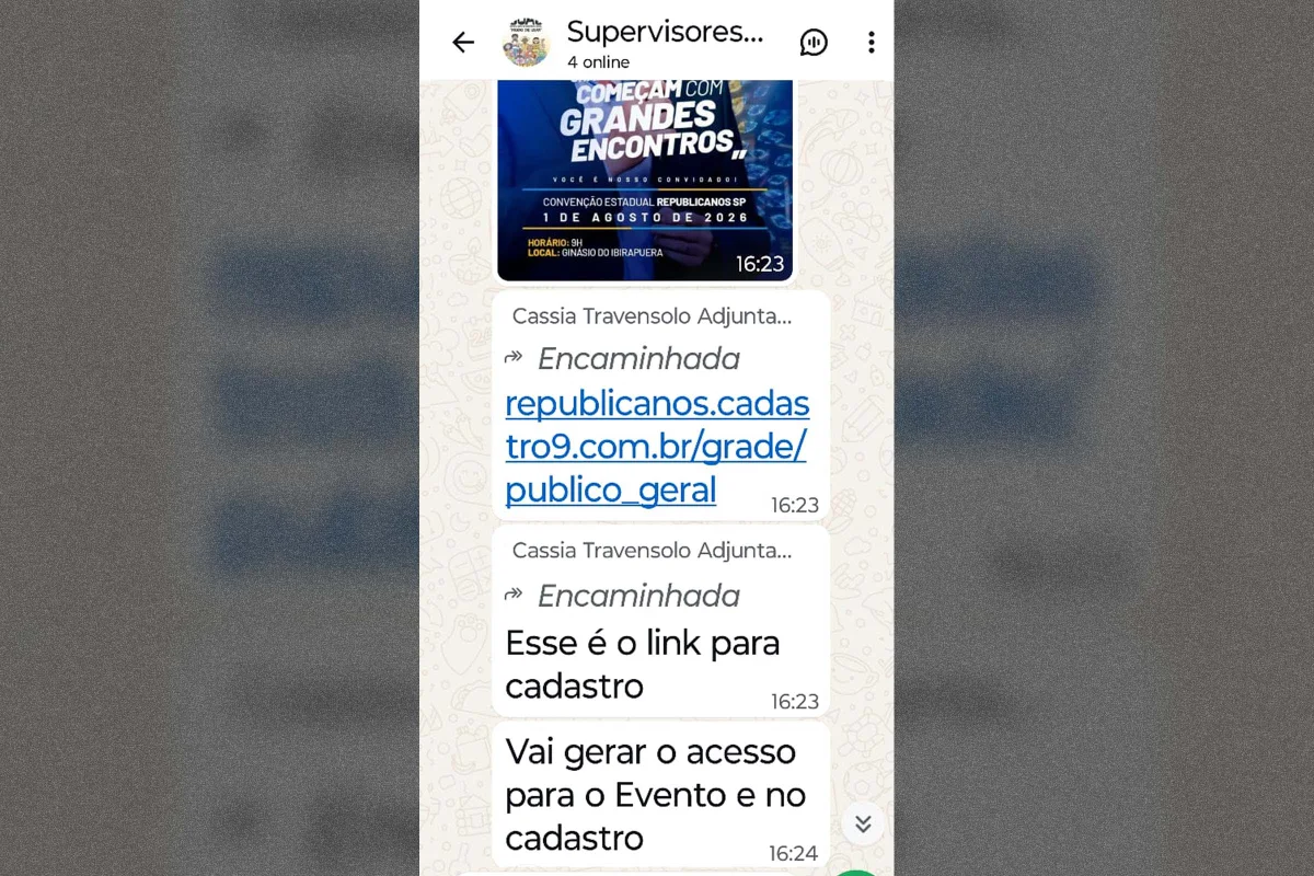 Secretária adjunta de Nunes convoca pelo WhatsApp servidores para convenção de Tarcísio Secretária adjunta de Nunes convoca pelo WhatsApp servidores para convenção de Tarcísio