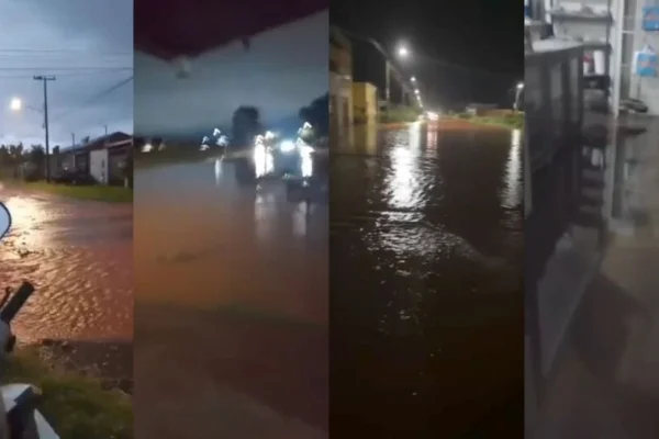 Imagem colorida, Temporal alaga rua e água invade casas e comércios em MS- Metrópoles