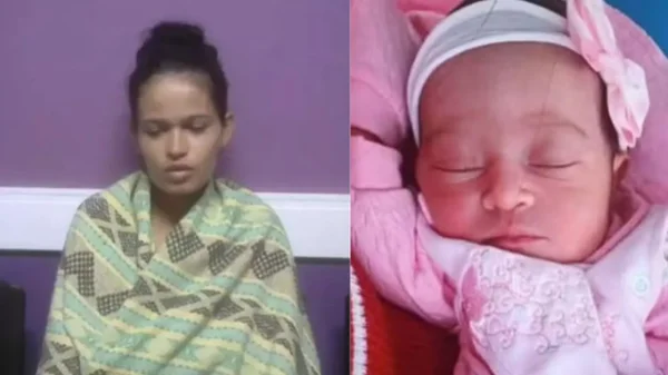 mulher ao lado de bebê