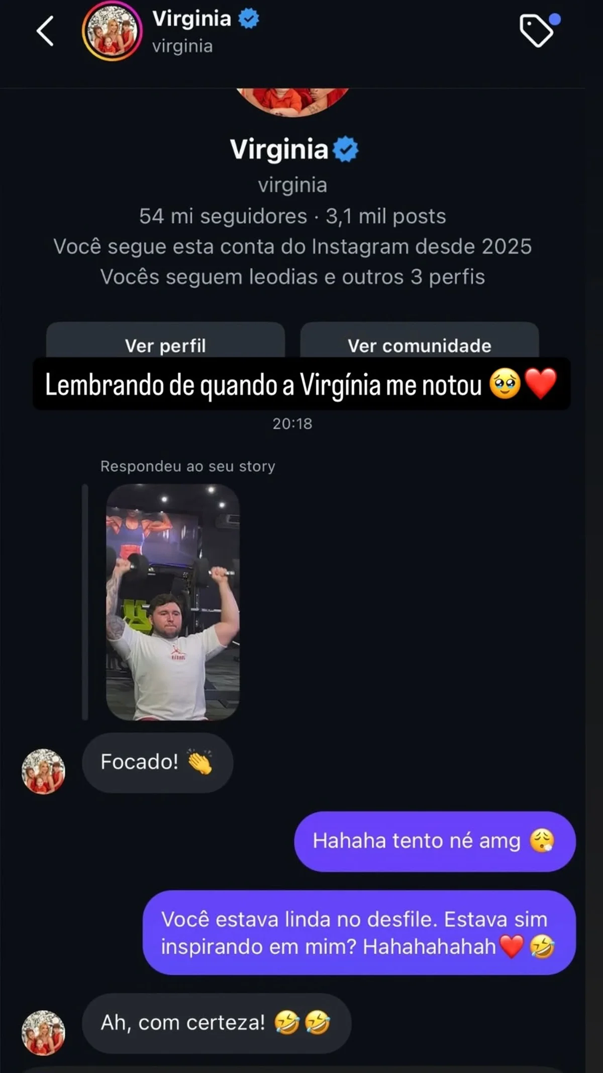 Influenciador revela suporta conversa com Virginia Fonseca: "Me notou" Influenciador revela suporta conversa com Virginia Fonseca: "Me notou"