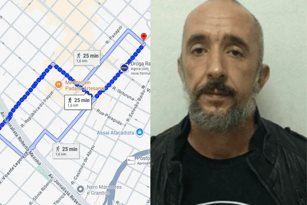 Colagem colorida de trajeto do local do acidente até mansão onde Cravinhos matou Richthofen - Metrópoles
