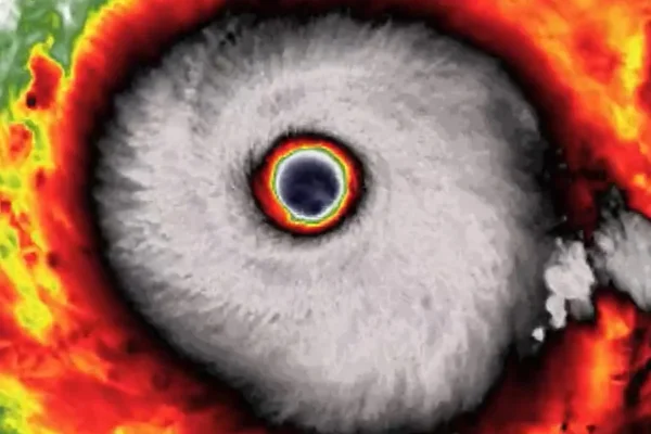 Imagem colorida, Imagem de satélite do ciclone tropical Champi - Metrópoles