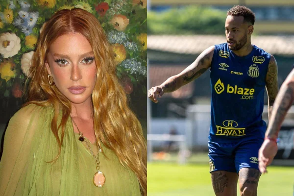 Montagem com fotos coloridas de Marina Ruy Barbosa e Neymar - Metrópoles