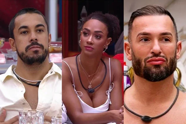 Montagem com fotos coloridades de Aline, Maike e Diego Hypólito - Metrópoles