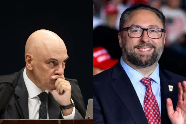 Imagem colorida de Alexandre de Moraes e Jason Miller - Metrópoles