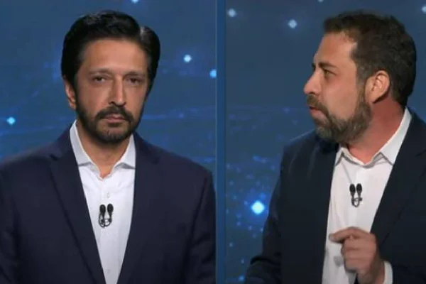 Ricardo Nunes (MDB) e Guilherme Boulos (PSol) em debate da Band em SP