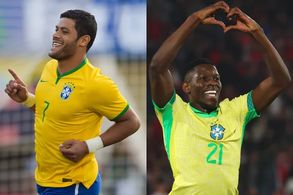 Foto colorida de Hulk e Luiz Henrique, da Seleção Brasileira - Metrópoles