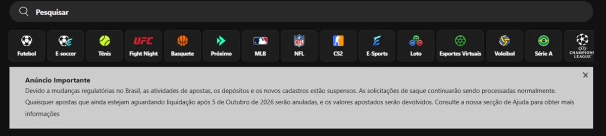 Sites exibem aviso sobre a proibição de bets Sites exibem aviso sobre a proibição de bets