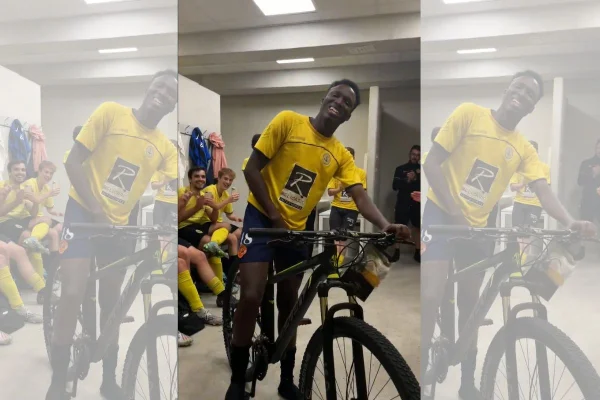 Jogadores doam bicicleta a atleta que teve equipamento quebrado