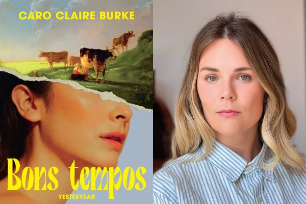 Montagem de imagens mostra a capa do livro Bons Tempos (à esquerda) e a autora do livro, Caro Claire Burke (à direita) - Metrópoles