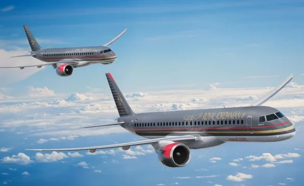 Imagem colorida de aviões da Royal Jordanian Airlines