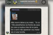 Outro print obtido pelo Metrópoles mostra uma declaração com teor violento sobre o suposto furto de um veículo Outro print obtido pelo Metrópoles mostra uma declaração com teor violento sobre o suposto furto de um veículo
