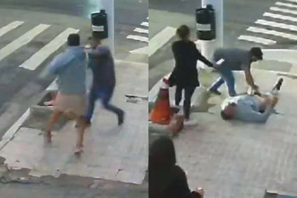 Vídeo: após urinar na rua, delegado é desarmado em briga com morador