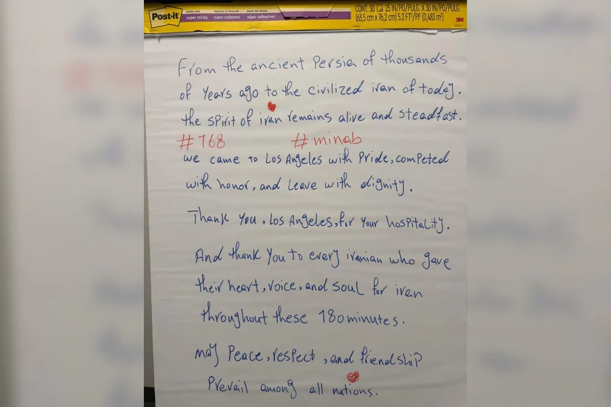 Iranianos deixaram carta após se despedirem de Los Angeles. Iranianos deixaram carta após se despedirem de Los Angeles.