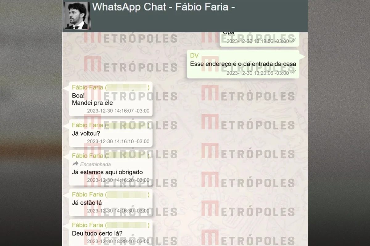 Troca de mensagens entre Fábio Faria e Daniel Vorcaro sobre almoço em Campos do Jordão para Alexandre de Moraes Troca de mensagens entre Fábio Faria e Daniel Vorcaro sobre almoço em Campos do Jordão para Alexandre de Moraes