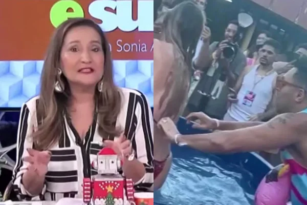 À esquerda, Sonia Abrão no A Tarde É Sua; à direita, Tirullipa assedia mulheres na Farofa da Gkay - Metrópoles