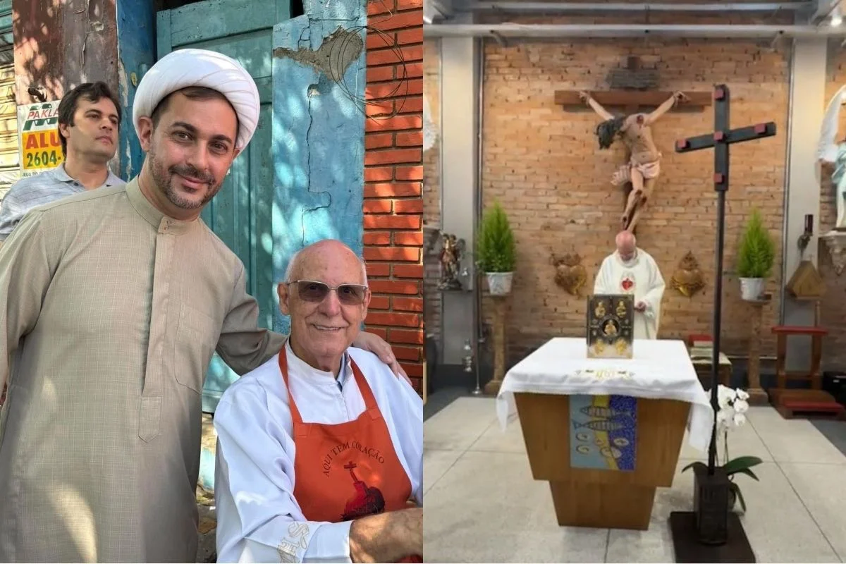 Sheikh muçulmano Rodrigo Jalloul transmitiu a missa de Natal do padre Júlio Lancellotti após veto da Igreja Católica Sheikh muçulmano Rodrigo Jalloul transmitiu a missa de Natal do padre Júlio Lancellotti após veto da Igreja Católica