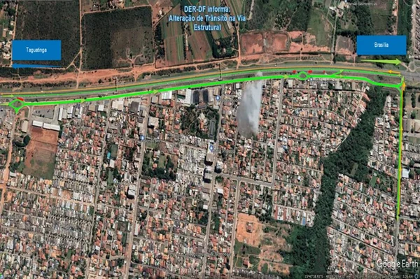 Via marginal da Estrutural sofrerá mudança a partir deste sábado. Veja