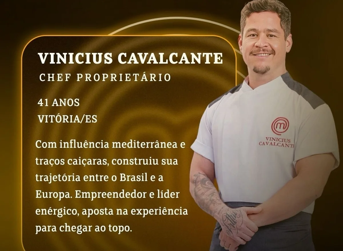 O chef proprietário Vinicius Cavalcante está no elenco da nova temporada do MasterChef Profissionais O chef proprietário Vinicius Cavalcante está no elenco da nova temporada do MasterChef Profissionais