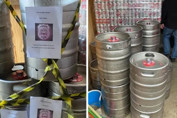 Barris de chope que seriam trocadas por chope em cidade de Santa Catarina - Metrópoles