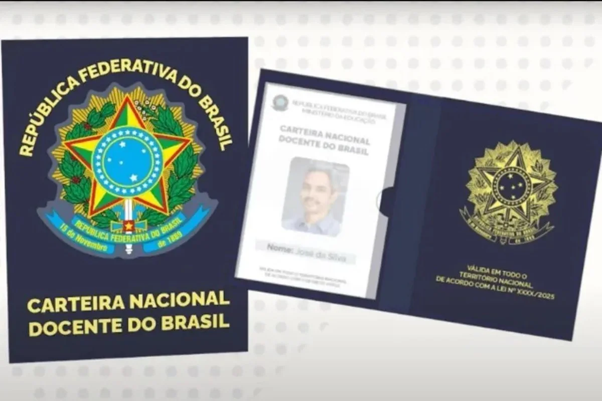 Imagem colorida da Carteira Nacional Docente do Brasil - Metrópoles