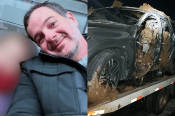 Colagem colorida de juiz encontrado morto carbonizado dentro de carro em chamas no interior de SP - Metrópoles