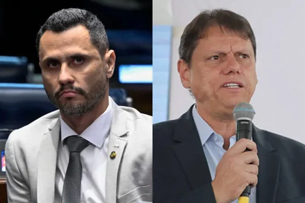 O candidato ao governo de Minas Gerais Cleitinho (Republicanos) e o governador de São Paulo, Tarcísio de Freitas (Republicanos)
