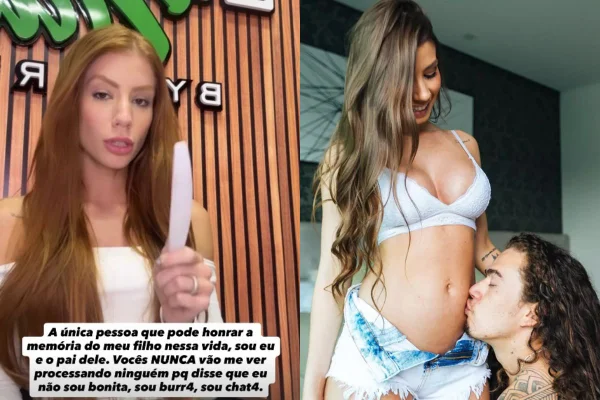 Montagem colorida com fotos de Maria Luna e Whindersson