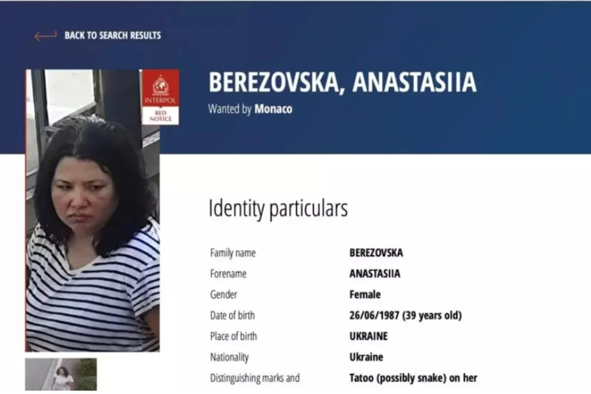 Interpol em Alerta Vermelho por Mulher Ucraniana Acusada de Tentações à Bomba no Principado de Mônaco
