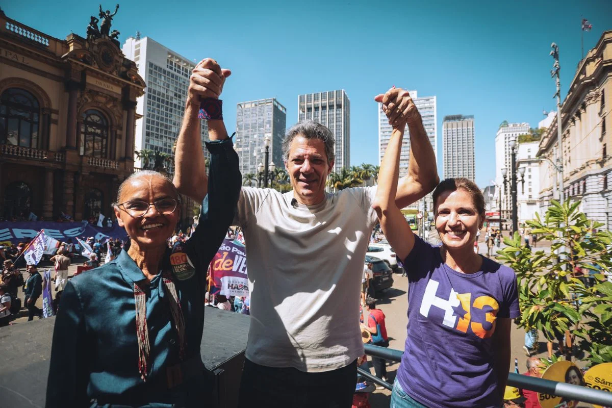 Marina Silva (Rede), Fernando Haddad (PT) e Ana Estela Marina Silva (Rede), Fernando Haddad (PT) e Ana Estela