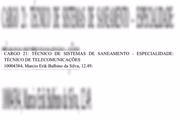 Resultado final na prova discursiva, no cargo de téncino de sistemas de saneamento: técnico de telecomunicações Resultado final na prova discursiva, no cargo de téncino de sistemas de saneamento: técnico de telecomunicações