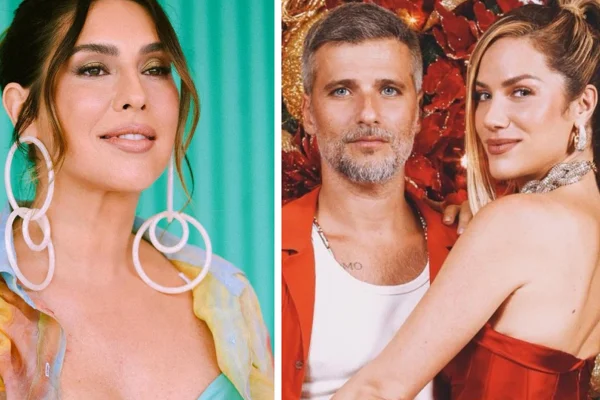 Montagem feita a partir de fotos das redes sociais de Fê Paes Leme, Bruno Gagliasso e Giovanna Ewbank - Metrópoles