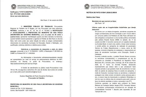 MPT dá 24h para Prefeitura de SP explicar denúncia de assédio eleitoral - destaque galeria