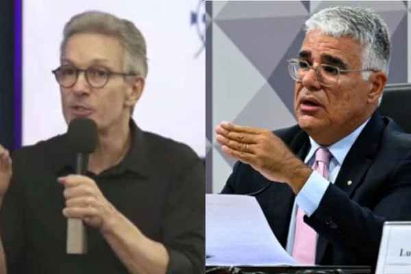 Montagem com fotos coloridas de Romeu Zema e Eduardo Girão - Metrópoles
