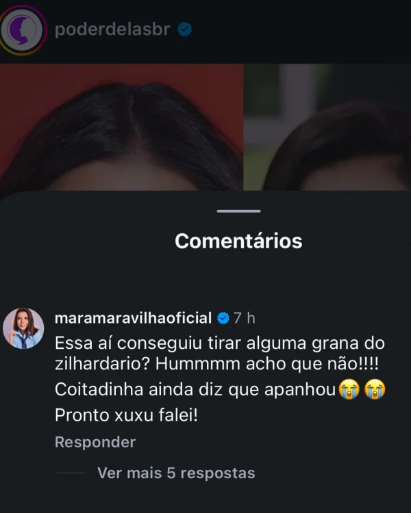 Mara Maravilha ironiza agressão sofrida por Luiza Brunet: “Coitadinha” - destaque galeria