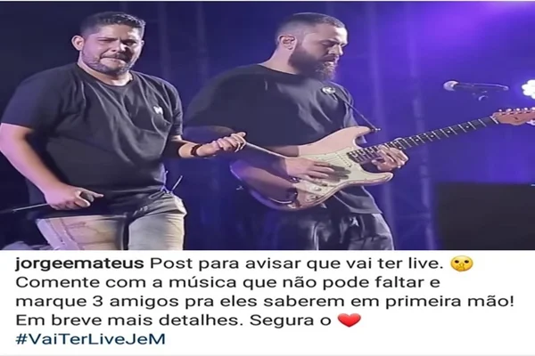 Fãs de Jorge e Mateus aguardam live no final de semana