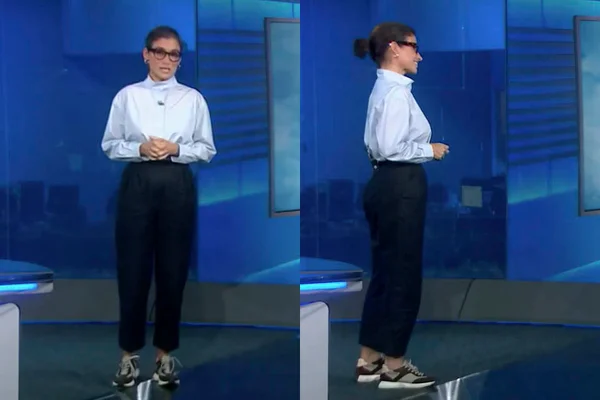 Renata Vasconcellos, fora da bancada do Jornal Nacional, aparece de tênis - Metrópoles