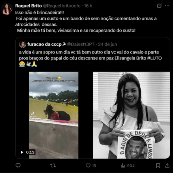Irmã de Davi Brito rebate boato de morte da mãe após queda - destaque galeria