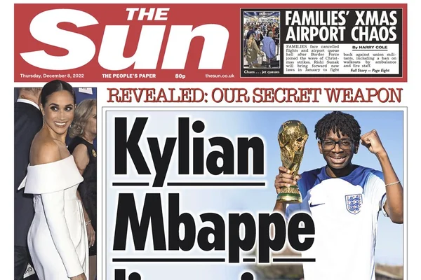 Capa do The Sun com foto de primo de Mbappé - Metrópoles