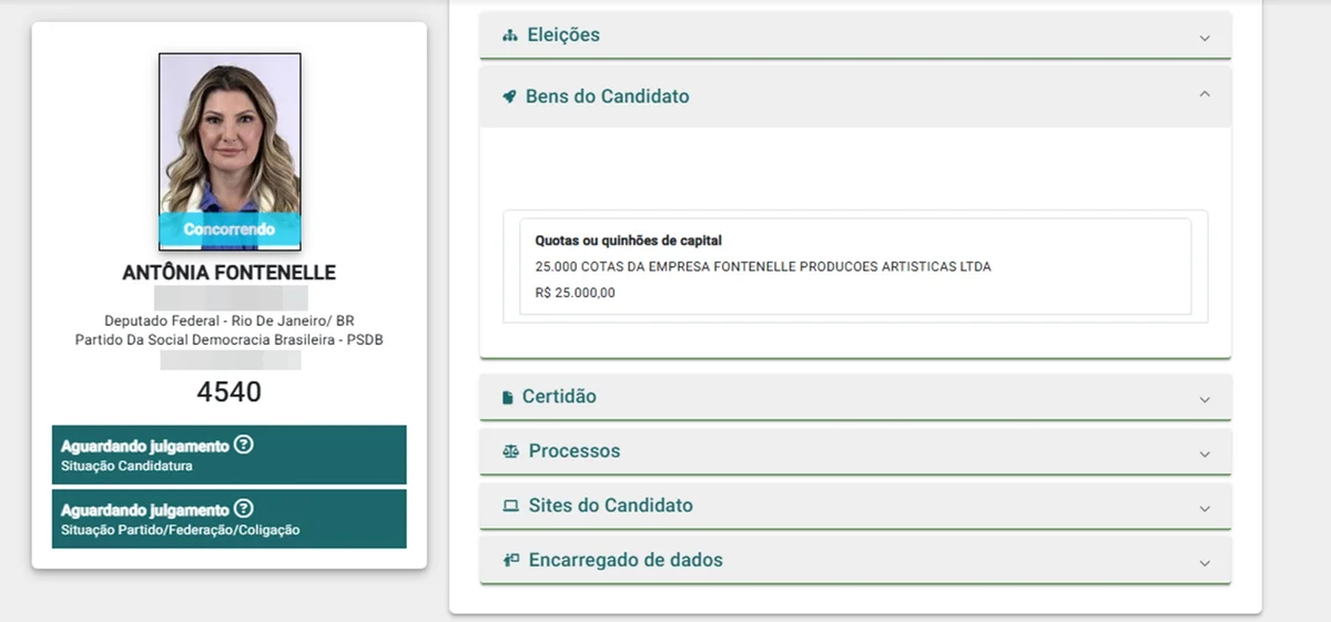 Antonia Fontenelle declarou ao TSE o mesmo valor em bens de 2022, quando também concorreu a deputada federal pelo Rio Antonia Fontenelle declarou ao TSE o mesmo valor em bens de 2022, quando também concorreu a deputada federal pelo Rio