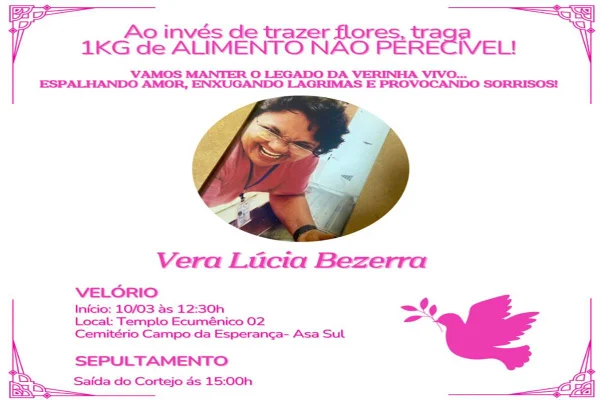 Morre Verinha, coordenadora da Rede Feminina de Combate ao Câncer - destaque galeria