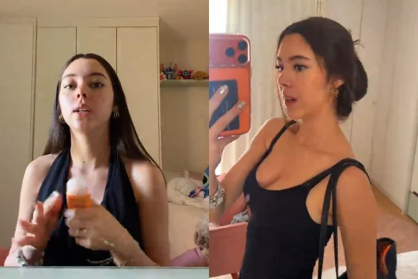Influenciadora Maysa em montagem colorida, mostrando roupa - Metrópoles
