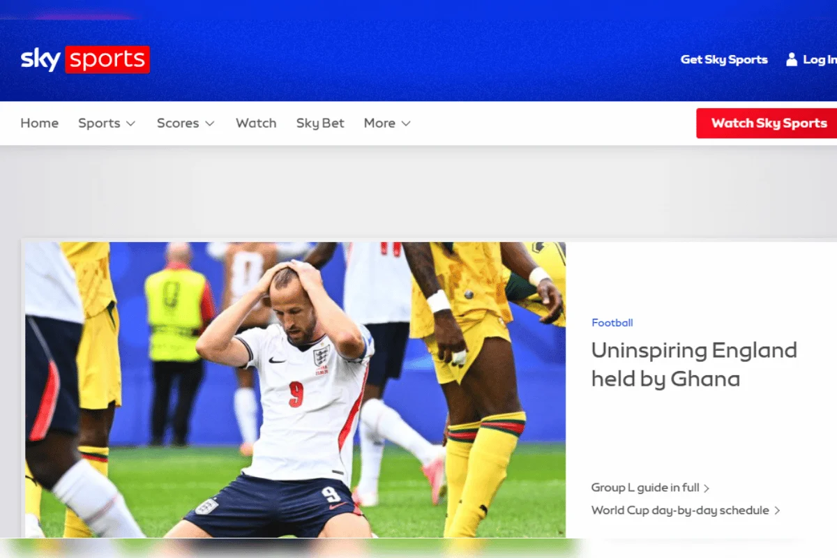 Jornal inglês Sky Sports após empate da Inglaterra na Copa do Mundo Jornal inglês Sky Sports após empate da Inglaterra na Copa do Mundo