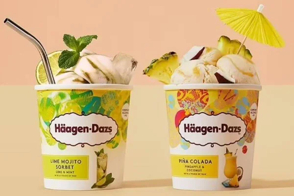 Dois potes de sorvete da marca Häagen-Dazs