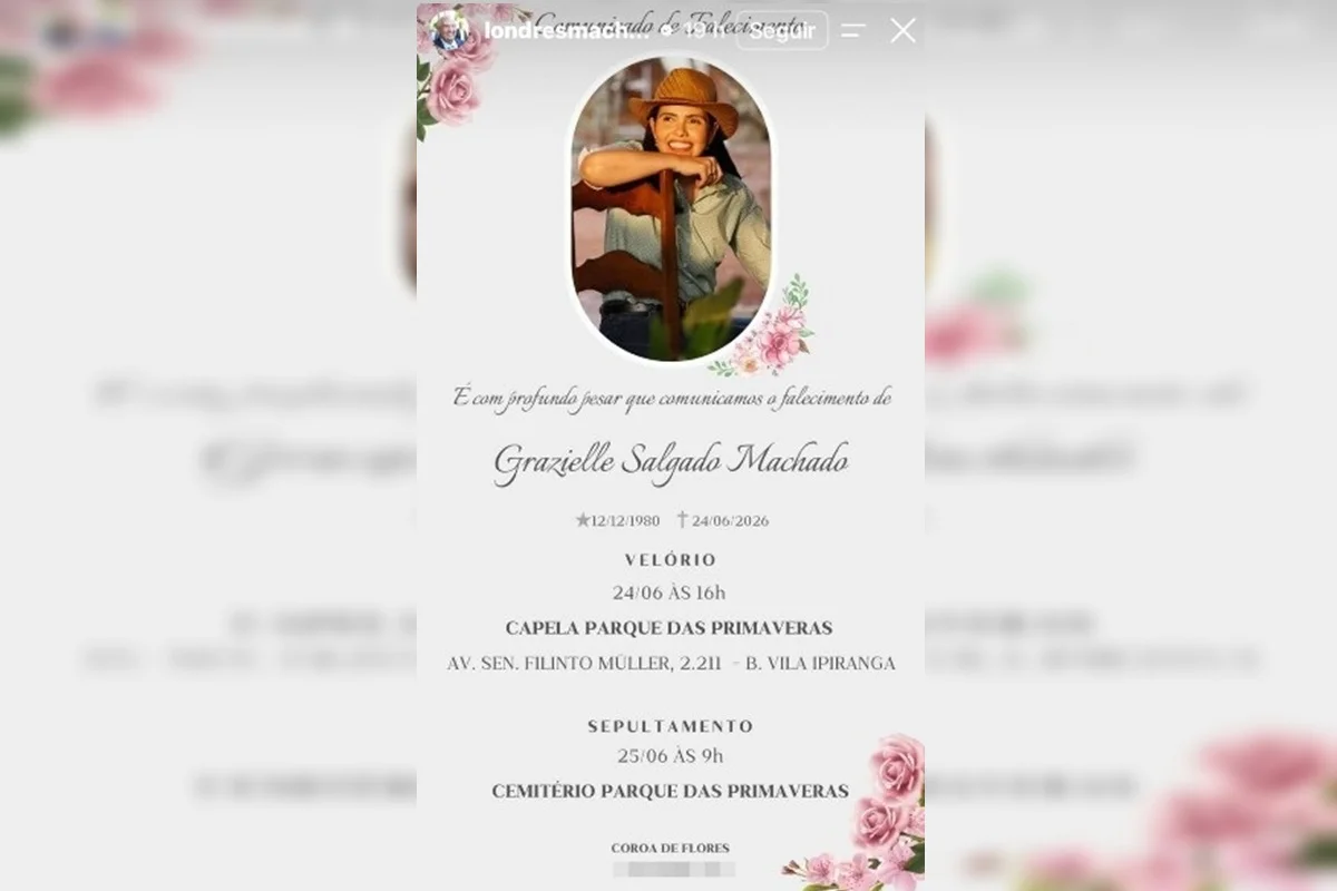 O sepultamento de Grazielle será nesta quinta-feira O sepultamento de Grazielle será nesta quinta-feira