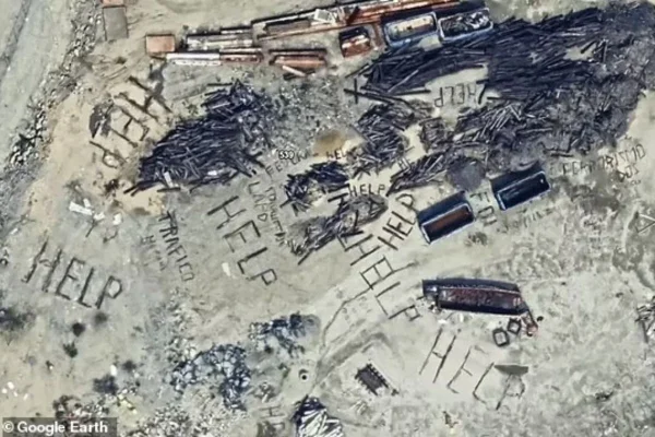 Foto colorida de mensagens de socorro encontradas no aplicativo Google Maps - Metrópoles