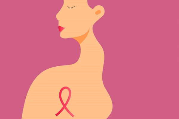 Ilustração colorida em tons de rosa e amarelo simulando a silhueta de uma mulher - Metrópoles.