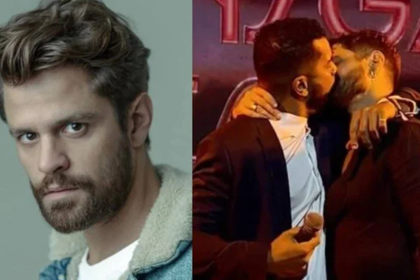 Foto colorida de dois homens se beijando-Metrópoles